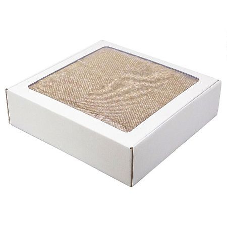 Плед акриловый Super Soft Nature размер 120*160 см, бежевый, плотность 450гр/м2,  в подарочной белой крафтовой коробке с окошком