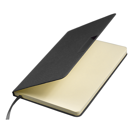 Блокнот А5 Hobard, в твердой тканевой обложке c резинкой в линейку, черный