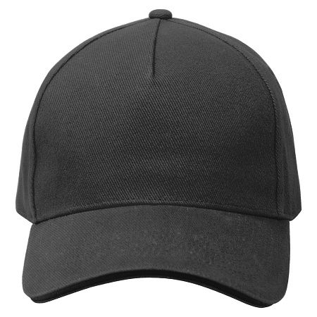 Кепка 5-панельная Greenwich 350, c черным сендвичем, черная