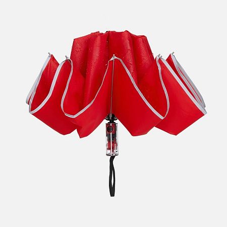 Зонт наоборот складной Futurum со светоотражающим кантом, красный