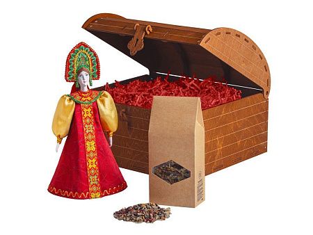 Подарочный набор: кукла фарфоровая, чай "Малина с мятой"