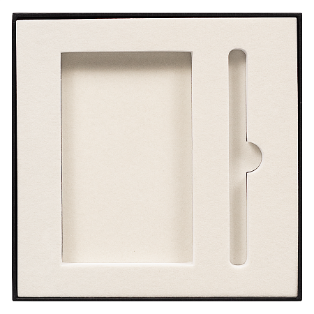 Коробка подарочная, размер 18*18*2 см, Solution Superior Linen, черная, бежевый ложемент под ручку и прямоугольный предмет