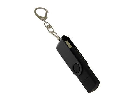 USB 3.0- флешка на 64 Гб с поворотным механизмом и дополнительным разъемом Type-C