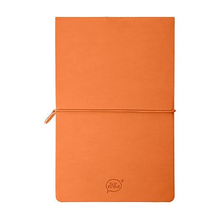 Бизнес-блокнот "Combi", 130*210 мм, бело-оранжевый, кремовый форзац, гибкая обложка, в клетку/нелин