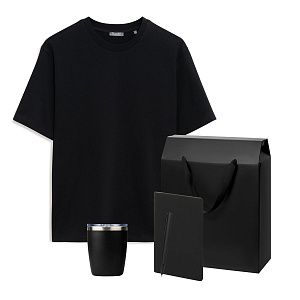 Набор с одеждой Раст (Rust) (футболка, термокружка, блокнот, ручка), черный, S