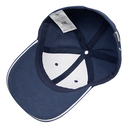 Кепка 6- панельная Salerno Heavy 350,  c белым сендвичем, темно-синяя