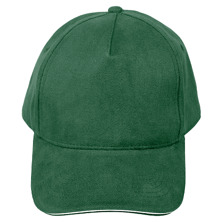 Кепка 5- панельная Salerno Heavy 350,  c белым сендвичем, темно-зеленая
