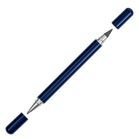 Ручка шариковая и вечный карандаш ETERNITY Print Sample, металлическая, темно-синяя, матовая