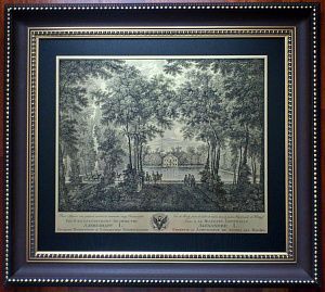 Гравюра "Марли в Петергофе"