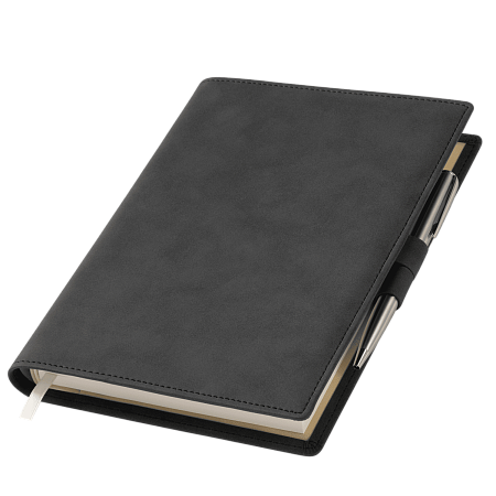 Ежедневник-портфолио Клип (Clip NEO) недатированный в подарочной коробке, черный (в комплекте ручка Tesoro серебро)