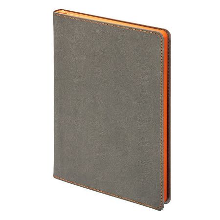 Ежедневник Flexy Latte А5, серый с оранжевым срезом, недатированный, в гибкой обложке