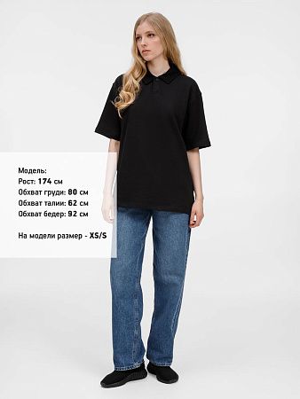 Рубашка поло унисекс Tiimi, черная, размер XS/S