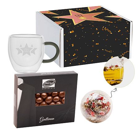 Подарочный набор «Оскар»: чашка, чайная бомба, вишня в шоколаде