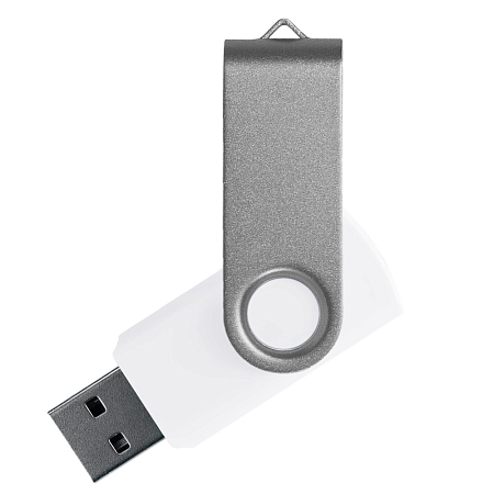Флеш накопитель USB 2.0 Twister Сolor Mix 16GB, пластик Софт Тач/металл, белый/серебристый