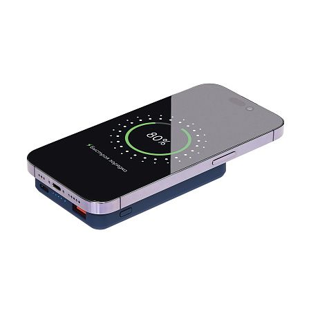 Внешний аккумулятор Ларго PD (Largo PD) 5000mAh с функцией беспроводной зарядки 15W, синий