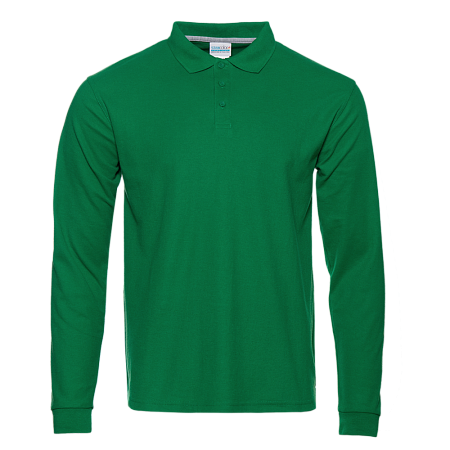 Рубашка поло унисекс STAN длинный рукав хлопок/полиэстер 185, 104S, Зелёный,  (30)  (46/S)
