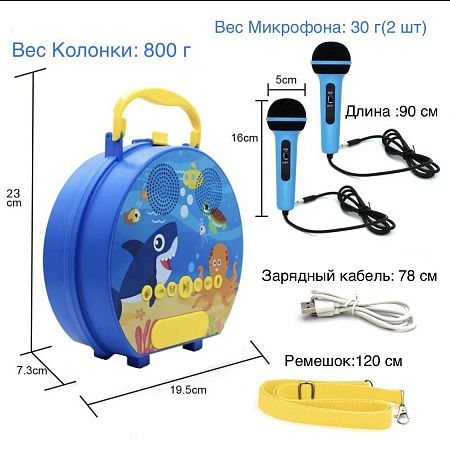 Караоке-колонка с микрофонами, детская