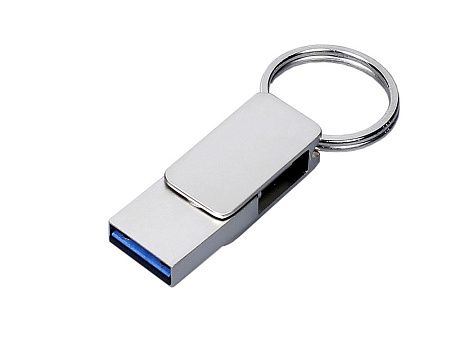 USB 2.0- флешка «Mercury» на 16 Гб с поворотным механизмом и дополнительным разъемом Type-C