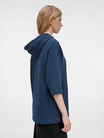 Футболка оверсайз унисекс с капюшоном Neofit, темно-синяя, размер XS/S