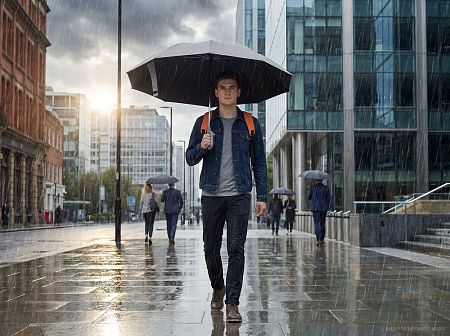 Зонт обратного сложения с ручкой-карабином Foldberry, серый