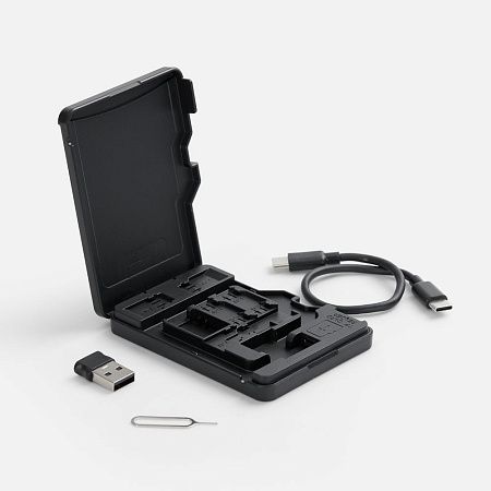 Органайзер для карт памяти и SIM с кардридером Multitask, черный