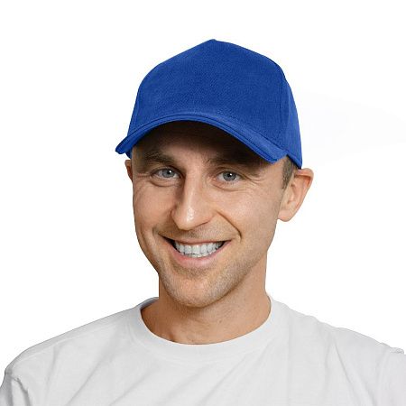 Кепка 5- панельная Oxford 300, c синим сендвичем, ярко-синяя