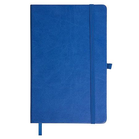 Бизнес-блокнот "Justy", 130*210 мм, синий, твердая обложка,  резинка 7 мм, блок-линейка