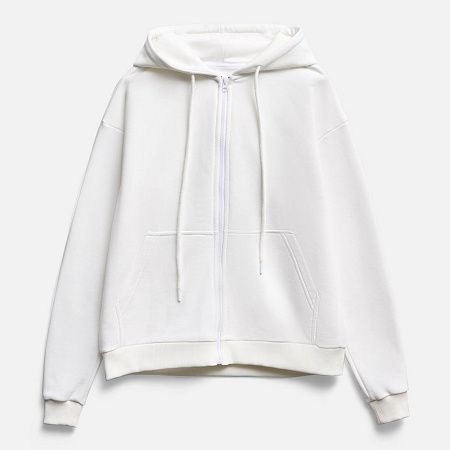 Толстовка унисекс оверсайз на молнии Zippy Terry, белая, размер XS/S