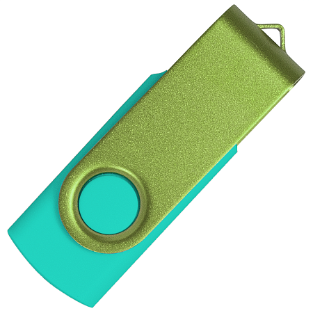 Флеш накопитель USB 2.0 Twister Сolor Mix 16GB, пластик Софт Тач/металл, бирюзовый/светло-зеленый