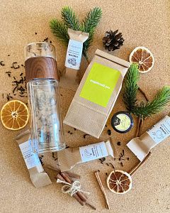  Подарочный набор "Чай вдвоём": чай, мед-суфле, батончики малина/банан/какао-апельсин