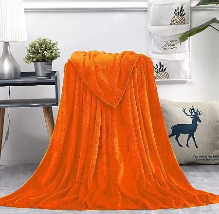 Плед мягкий флисовый Super Soft  Comfort, 125*150 см, оранжевый, в подарочной белой крафтовой коробке с окошком