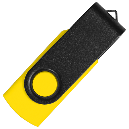 Флеш накопитель USB 2.0 Twister Сolor Mix 16GB, пластик Софт Тач/металл, желтый/черный