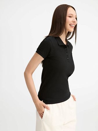Рубашка поло женская People 210, черная, размер XXL