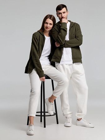 Толстовка на молнии с капюшоном унисекс King, хаки, размер XS