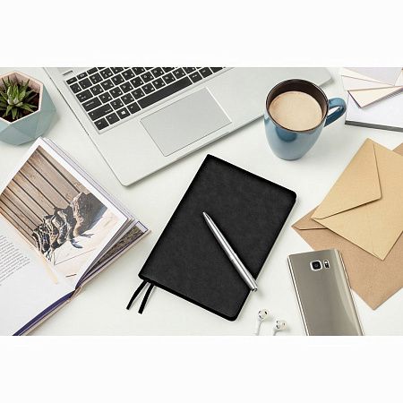 Ежедневник Flexy Ausone A5, черный, недатированный, в гибкой обложке