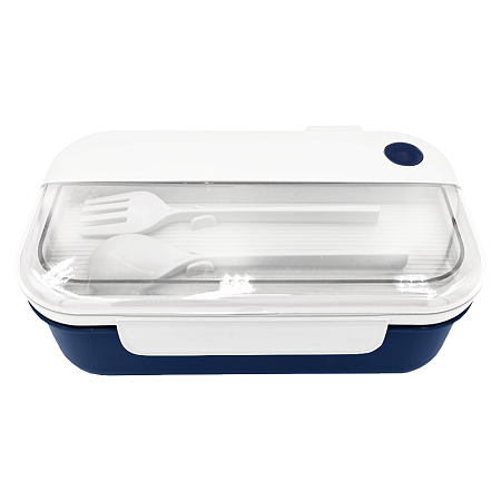 Герметичный контейнер для еды (ланч бокс)  BON VOYAGE, пластиковый, бело-темно-синий, 1100 мл.