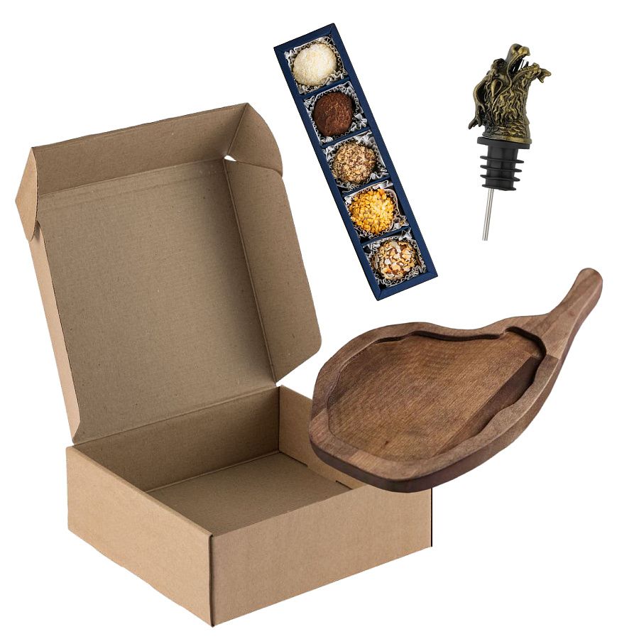 Подарочный набор «Эстет»: гейзер для вина, доска для подачи, трюфели