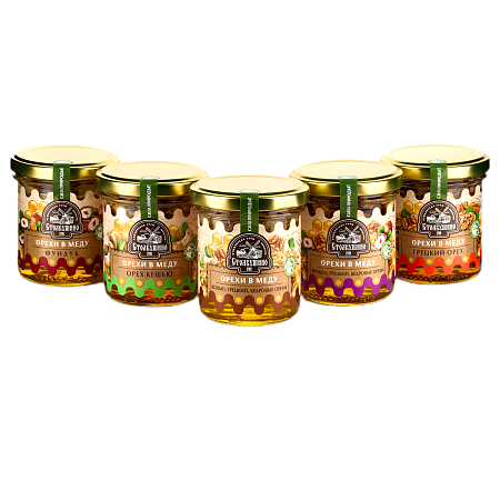 Подарочный набор "Деревенская мечта": мед, орехи, шоколад, елочная игрушка, чай 3 шт.