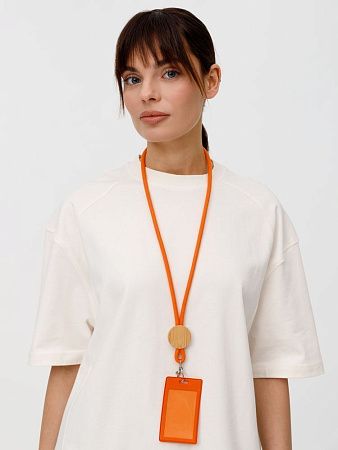 Шнурок для бейджа Tube Wood, оранжевый