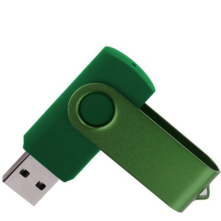 Флеш накопитель USB 2.0 Twister 16GB, пластик Софт Тач/металл, зеленый/зеленый