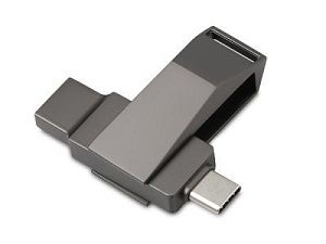 Флешка 64 ГБ USB Type-C и USB 3.0 «Тесла», цвет: серый