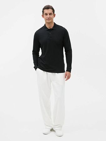 Рубашка поло мужская с длинным рукавом Perfect LSL Men, черная, размер S