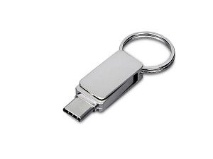 USB 2.0- флешка «Mercury» на 128 Гб с поворотным механизмом и дополнительным разъемом Type-C