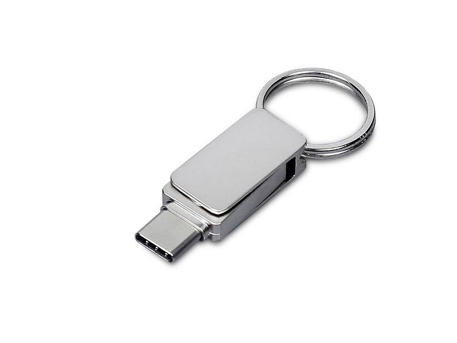 USB 2.0- флешка «Mercury» на 128 Гб с поворотным механизмом и дополнительным разъемом Type-C