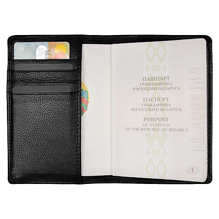 Обложка для автодокументов Leather Sun из нат. кожи, черный