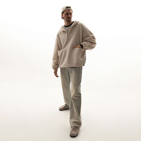 Ветровка (анорак) оверсайз унисекс Риссман (Rissman), бежевая