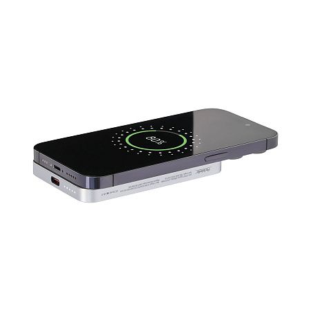 Внешний аккумулятор Артекс PD (Artex PD) 5000mAh с функцией беспроводной зарядки 15W, серебряный