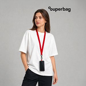 Лента для бейджа Flat, с карабином и держателем для телефона