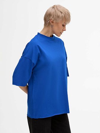 Футболка унисекс оверсайз T1, синяя, размер XS/S