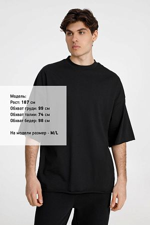 Футболка оверсайз унисекс T9, черная, размер XL/2XL